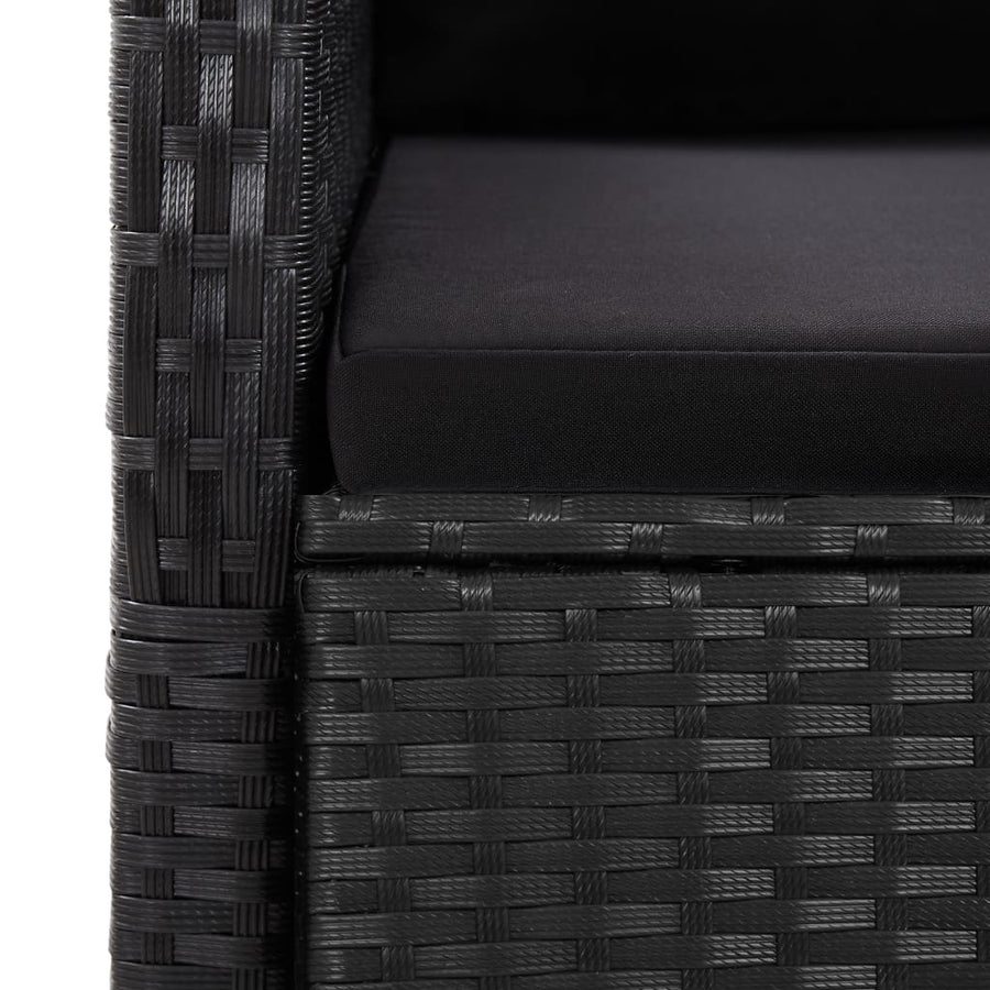 9-Delige Tuinset Poly Rattan Zwart 8