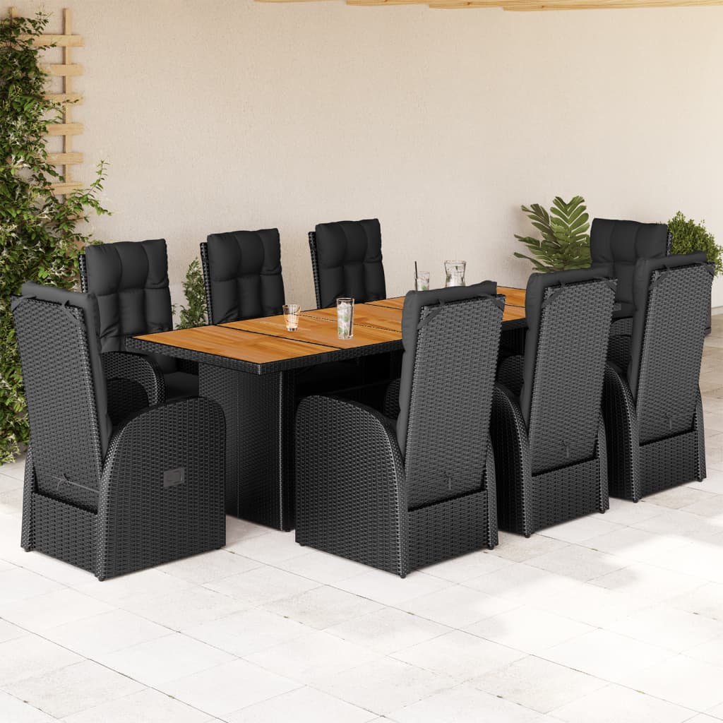 9-Delige Tuinset Poly Rattan Zwart 8