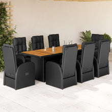 9-Delige Tuinset Poly Rattan Zwart 8