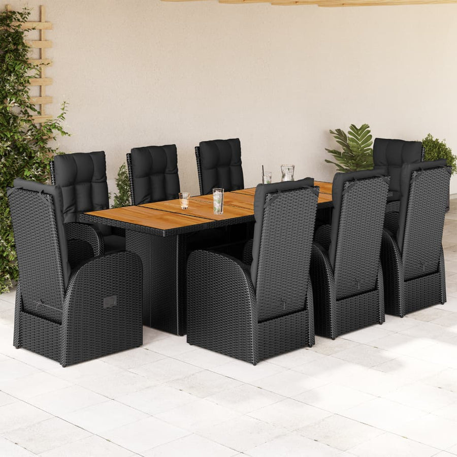 9-Delige Tuinset Poly Rattan Zwart 8