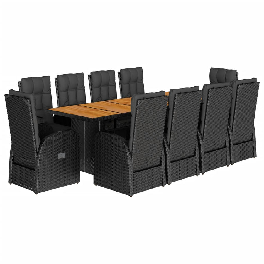 11-Delige Tuinset Met Kussens Poly Rattan Zwart 10