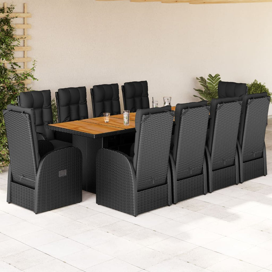 11-Delige Tuinset Met Kussens Poly Rattan Zwart 10