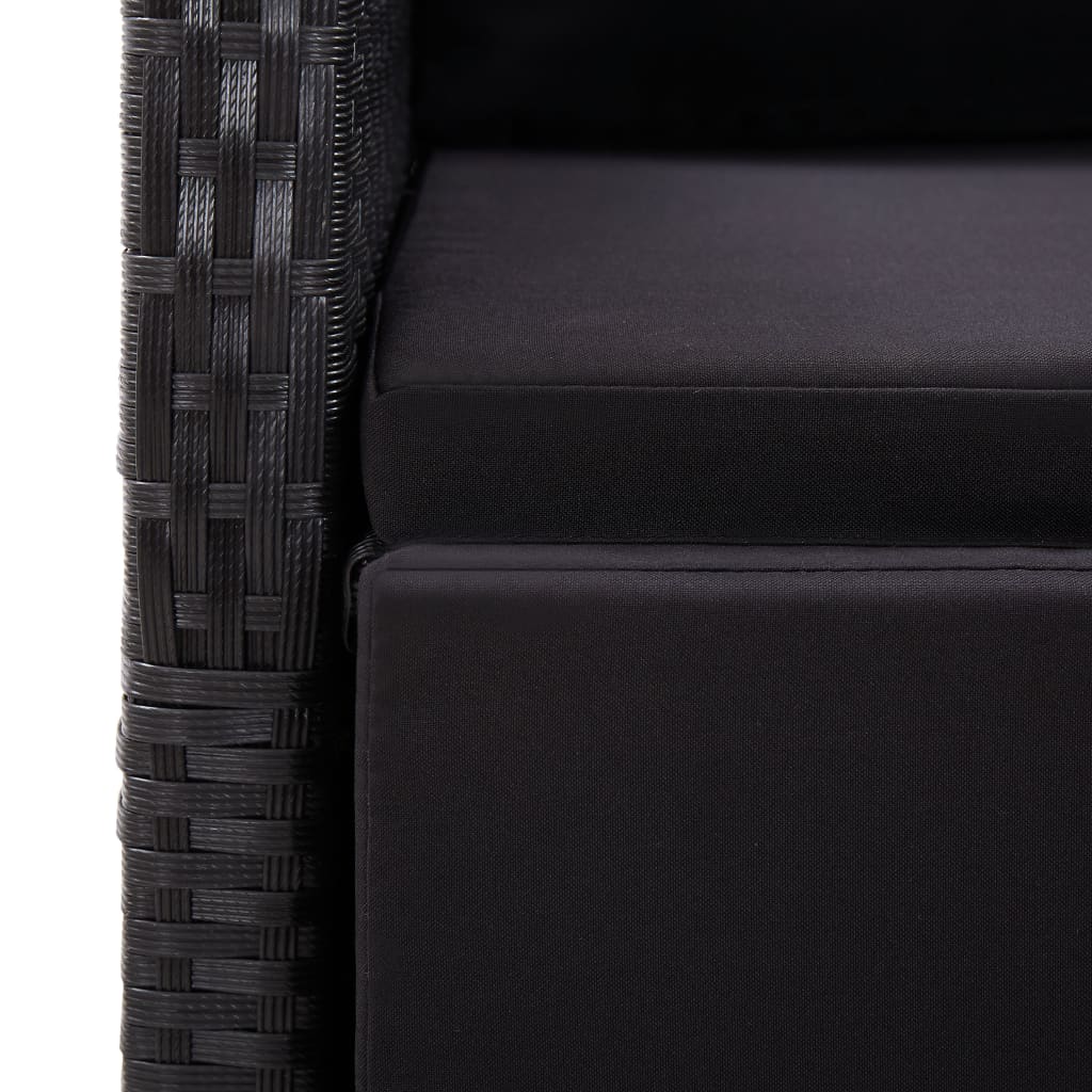 7-delige Tuinset met kussens poly rattan zwart