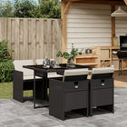 5-piece Garden Set with Cushions, Poly Rattan, Black