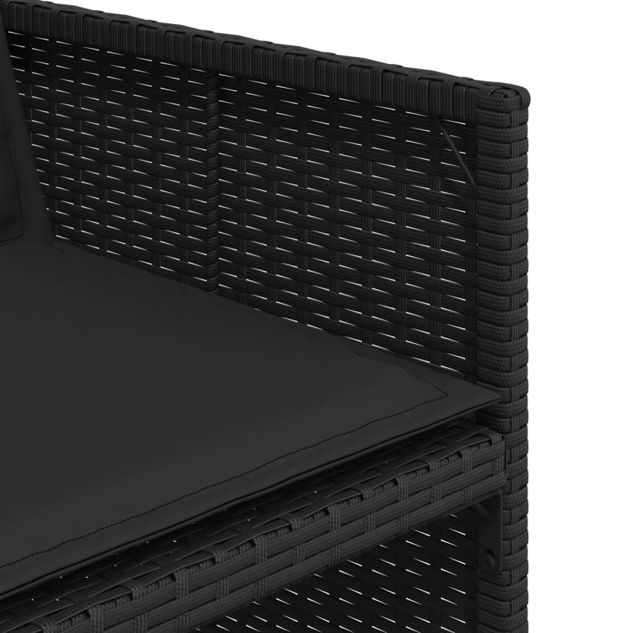 5-delige Tuinset met kussens poly rattan zwart