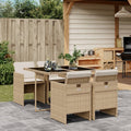5-piece Garden Set with Cushions, Poly Rattan, Beige