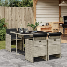 5-delige Tuinset met kussens poly rattan lichtgrijs