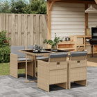 5-piece Garden Set with Cushions Poly Rattan Mixed Beige