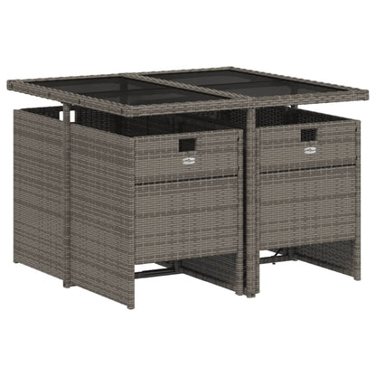 5-delige tuinset met kussens, grijs polyrotan