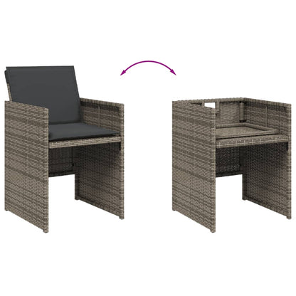 5-delige Tuinset met kussens poly rattan grijs