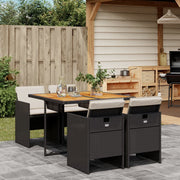 Tuinset 5-delig poly rattan zwart acaciahout