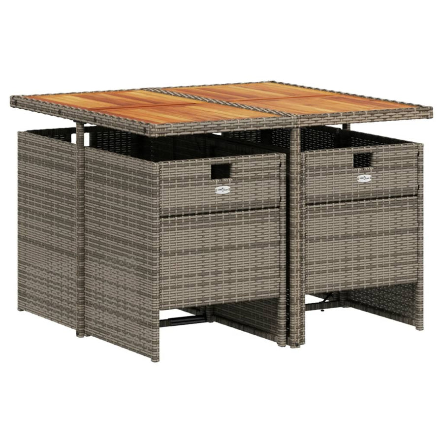 5-delige tuinset met kussens, grijs polyrotan