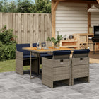 Tuinset 5-delig grijs polyrotan acaciahout