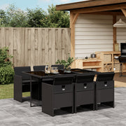 Tuinset 7-delig poly rattan zwart met kussens
