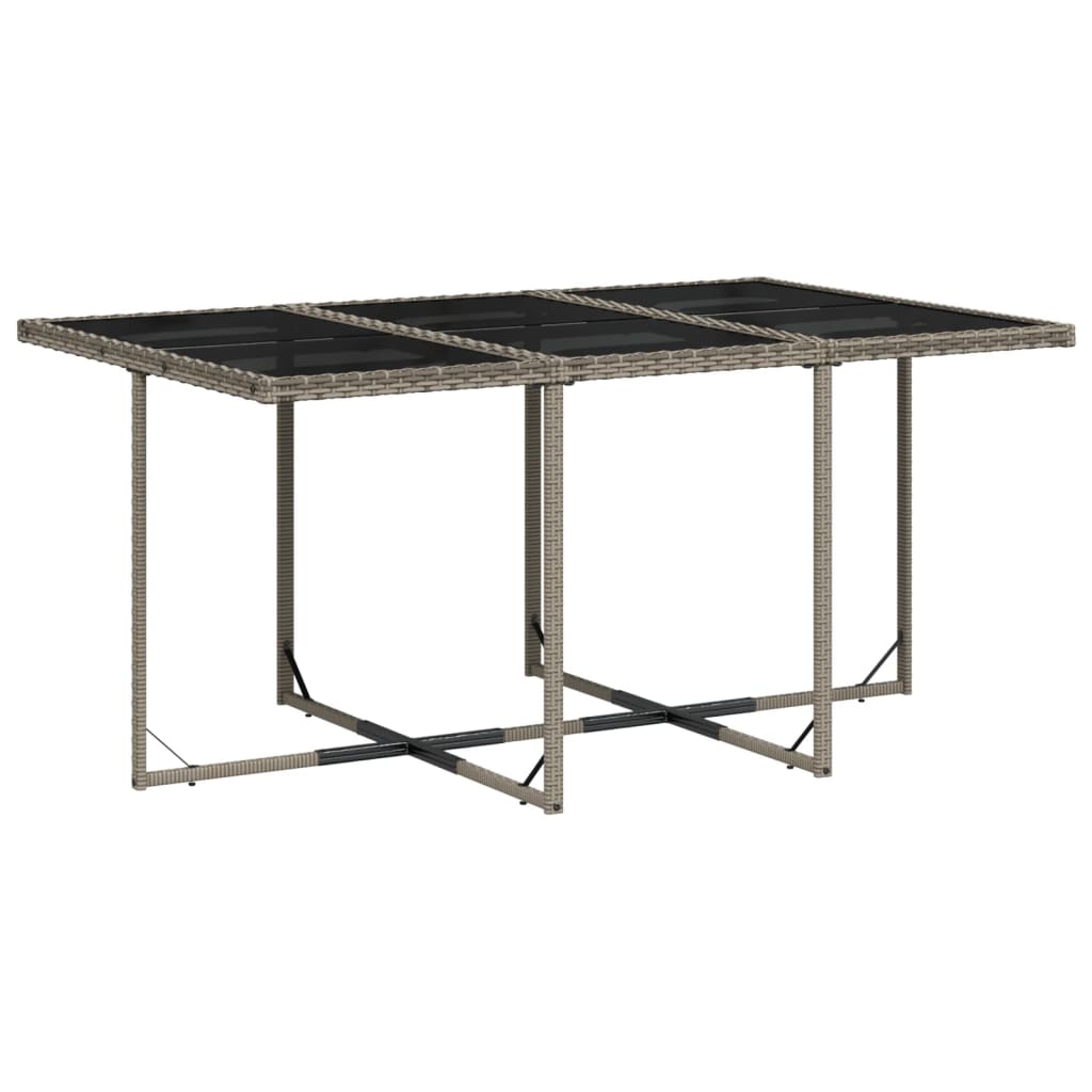 7-Delige Tuinset Met Kussens Poly Rattan 6 Grijs Glas