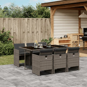 7-Piece Garden Set with Cushions Poly Rattan Grey