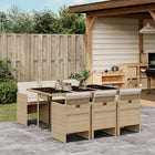 7-delige Tuinset met kussens poly rattan beige