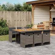 Tuinset 7-delig poly rattan grijs met kussens