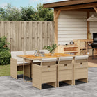 7-delige Tuinset met kussens poly rattan beige