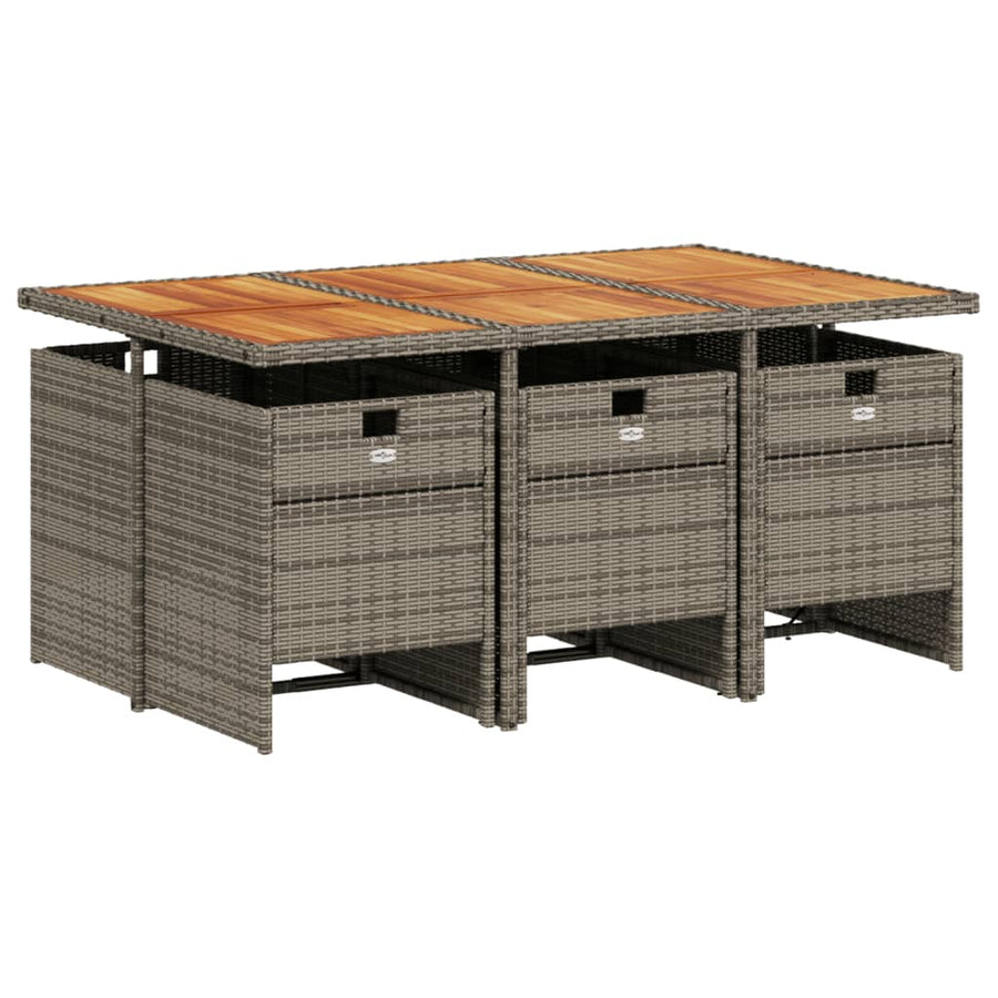 7-delige tuinset met kussens, grijs polyrotan