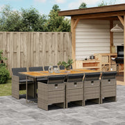 Tuinset 9-delig poly rattan grijs acaciahout