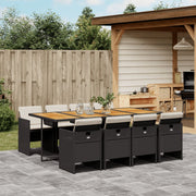 Tuinset 9-delig poly rattan zwart