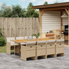 9-delige Tuinset met kussens poly rattan beige