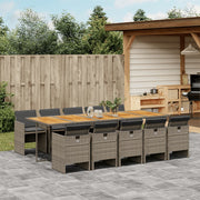 Tuinset 11-delig poly rattan grijs acaciahout