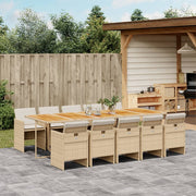 Tuinset 11-delig poly rattan beige met kussens