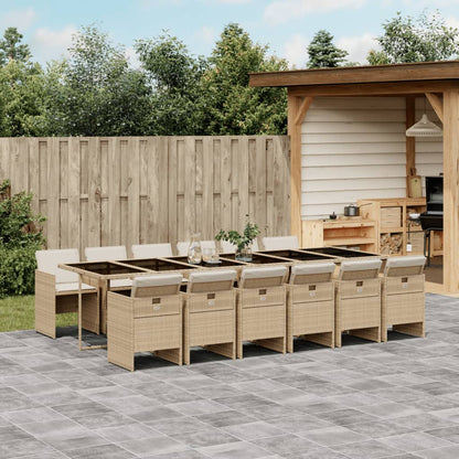 13-delige Tuinset met kussens poly rattan beige