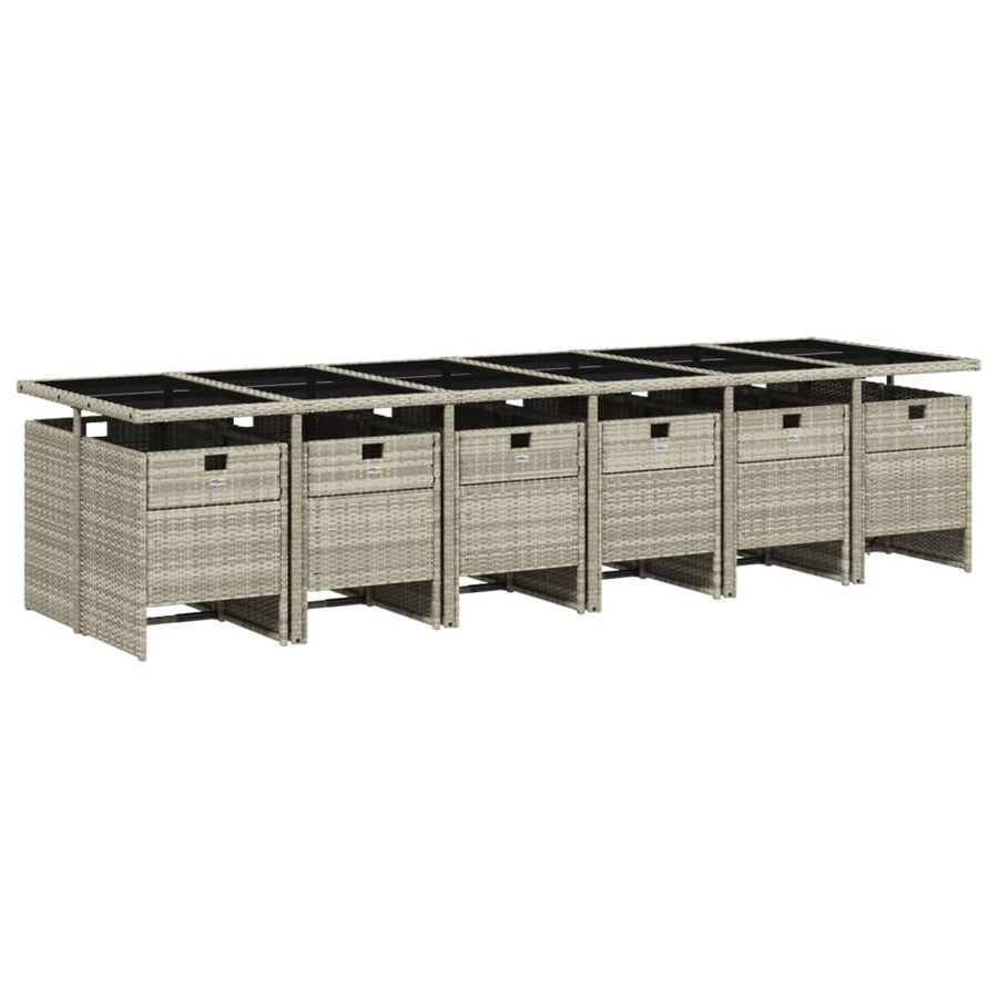 13-delige Tuinset met kussens poly rattan lichtgrijs