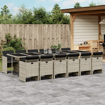 13-delige Tuinset met kussens poly rattan lichtgrijs