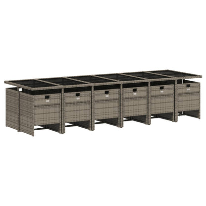 13-delige tuinset met kussens, grijs polyrotan