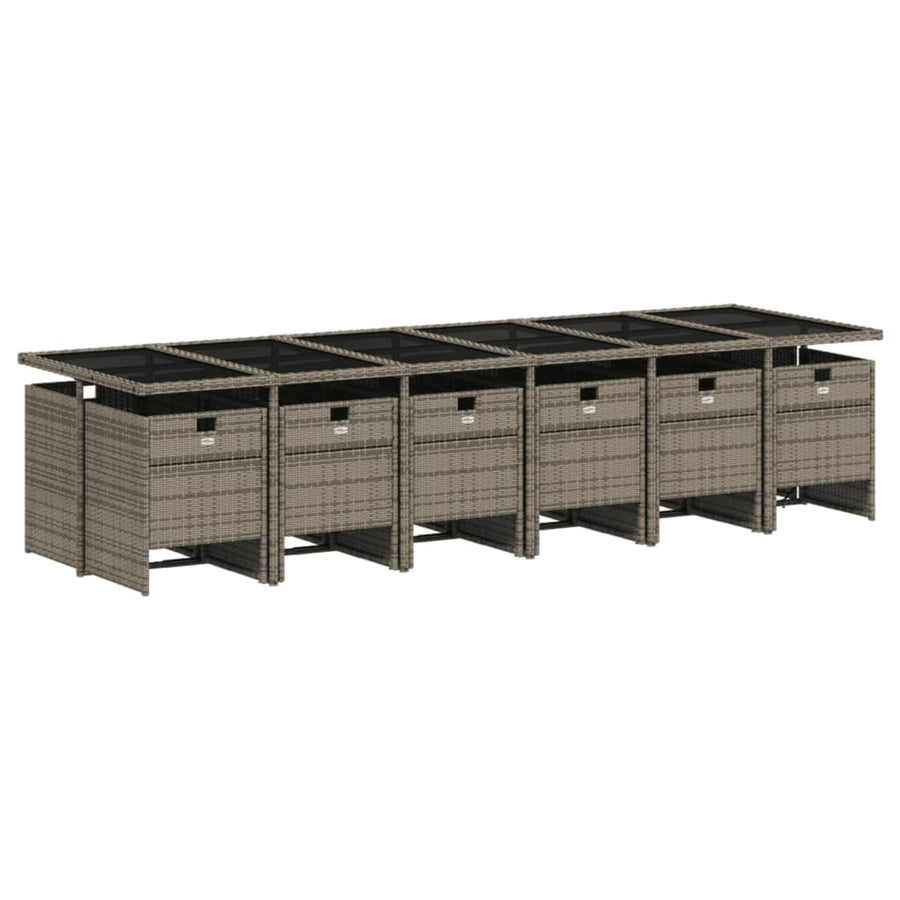 13-delige tuinset met kussens, grijs polyrotan