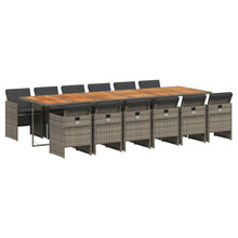 13-Delige Tuinset Met Kussens Poly Rattan 12 Grijs Hout