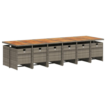 13-Delige Tuinset Met Kussens Poly Rattan 12 Grijs Hout