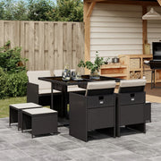 9-piece Garden furniture set poly rattan black