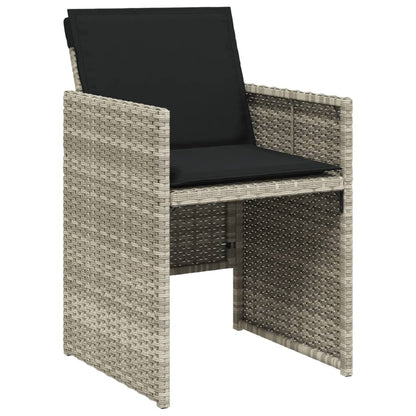 9-delige Tuinset met kussens poly rattan lichtgrijs