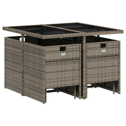 9-delige tuinset met kussens, grijs polyrotan