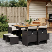 Tuinset 9-delig poly rattan zwart