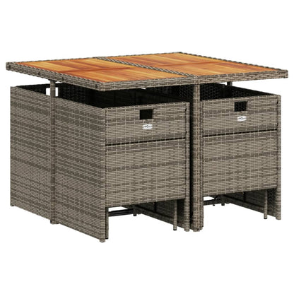 9-delige tuinset met kussens, grijs polyrotan