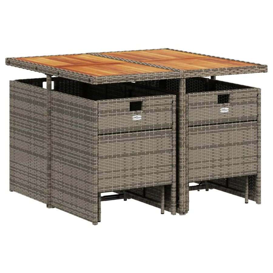 9-delige tuinset met kussens, grijs polyrotan