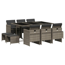 11-Delige Tuinset Met Kussens Poly Rattan 10 Grijs Glas