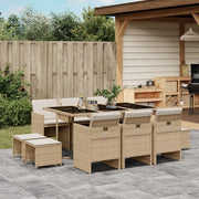 Tuinset 11-delig poly rattan beige met kussens
