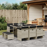 Tuinset 11-delig poly rattan lichtgrijs met kussens