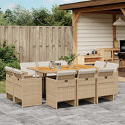 Tuinset 11-delig poly rattan beige met kussens