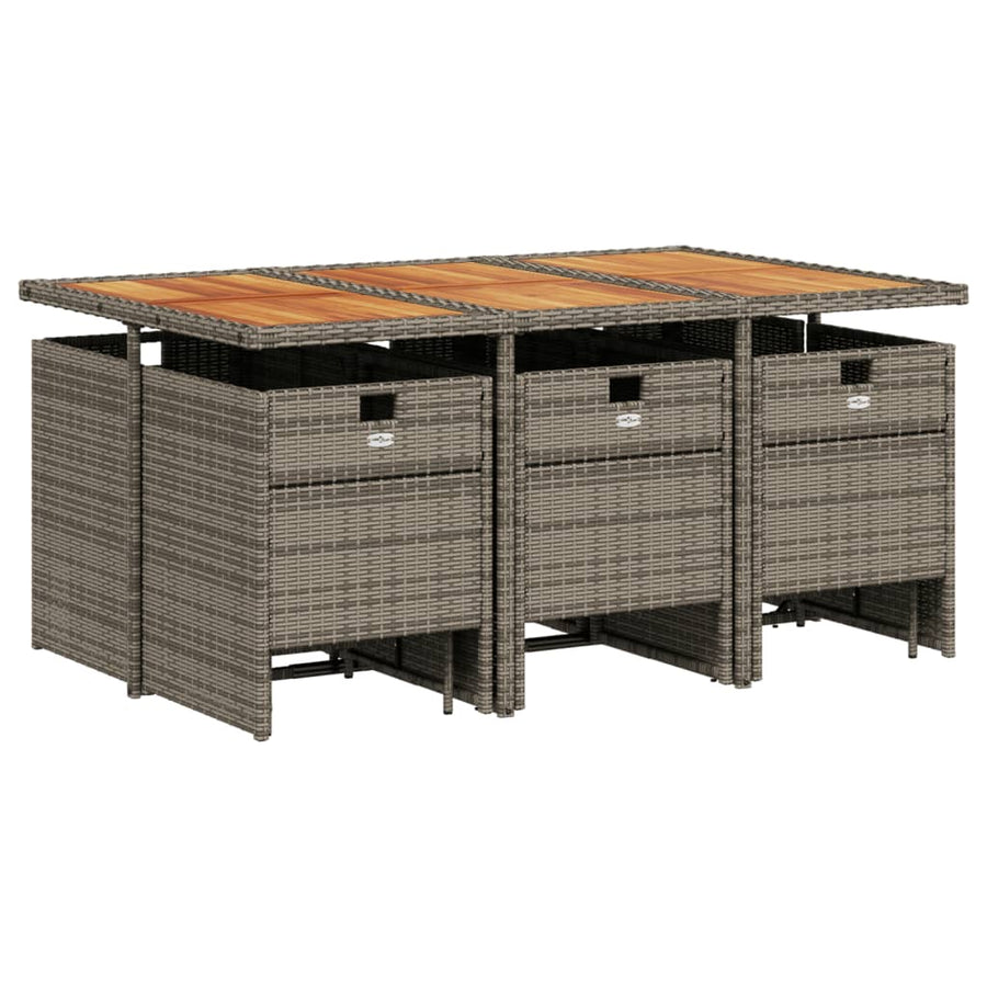 11-delige tuinset met kussens, grijs polyrotan