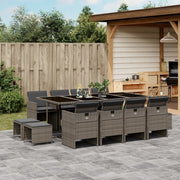 Tuinset 13-delig poly rattan grijs
