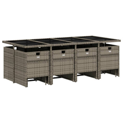 13-delige tuinset met kussens, grijs polyrotan