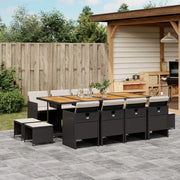 Tuinset 13-delig poly rattan zwart acacia blad